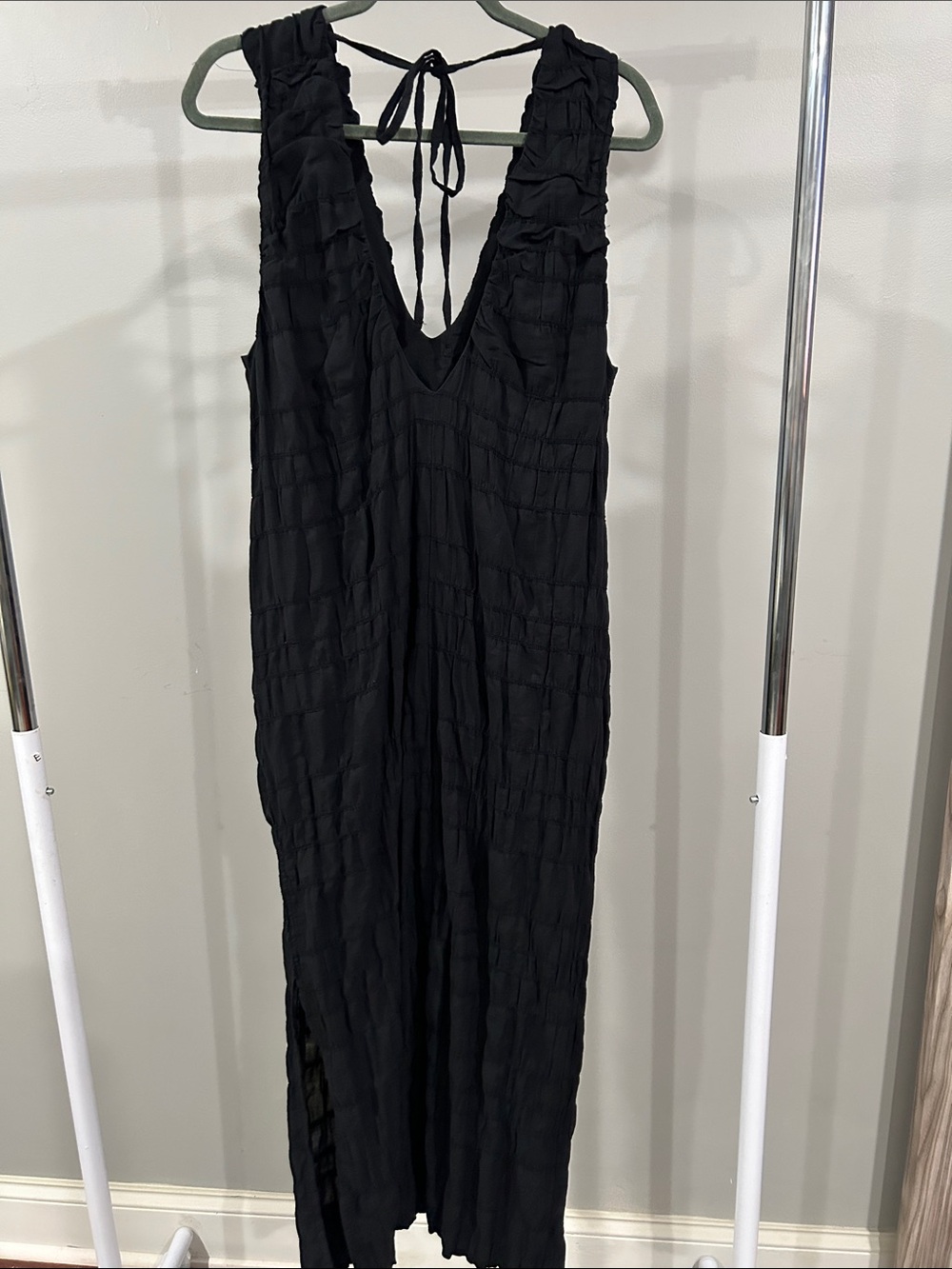 Free People Black Ruffled V-Neck Maxi Dress - Picture 4 of 9